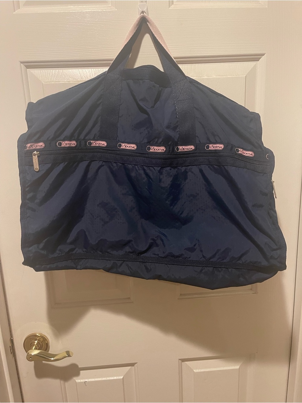 Lesportsac Navy Weekender Bag with Pink Accents
